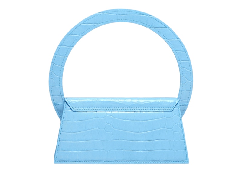 Jacquemus Le Sac Rond Circle Purse Croco Embossed Blue