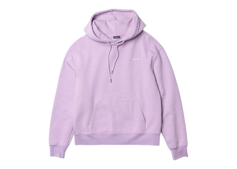 Jacquemus Le Sweatshirt Brode Embroidered Logo Regular Fit Hoodie Purple