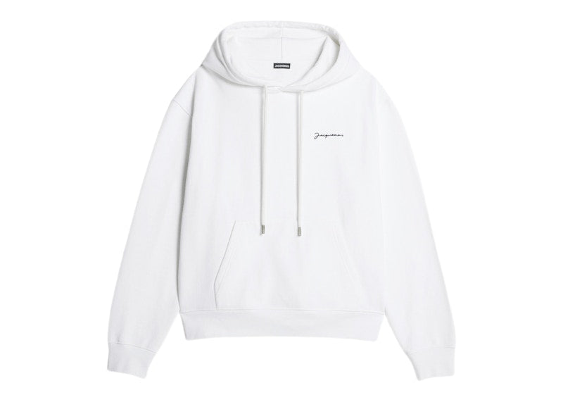 Jacquemus Le Sweatshirt Brode Embroidered Logo Regular Fit Hoodie White/Black
