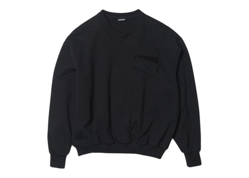 Jacquemus Le Sweatshirt Santon Wavey Logo Regular Fit Sweatshirt Black
