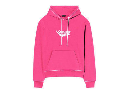 Jacquemus Le Sweatshirt Vague Print Wave Logo Hoodie Pink