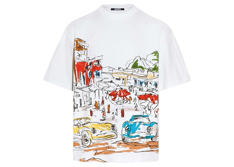 Jacquemus Le T-Shirt Largo Print Capri Cars White