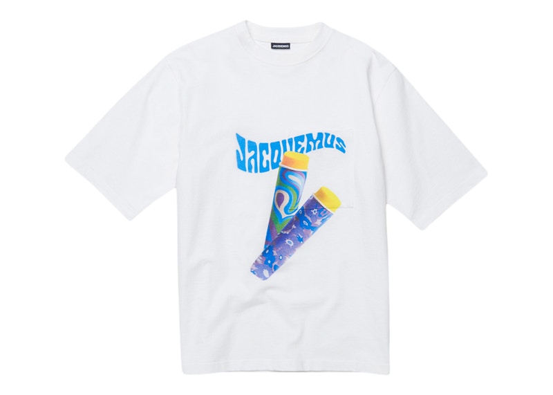 Jacquemus Le T-Shirt Paisley Sorbet Logo Boxy Fit T-Shirt Print Sorbet White