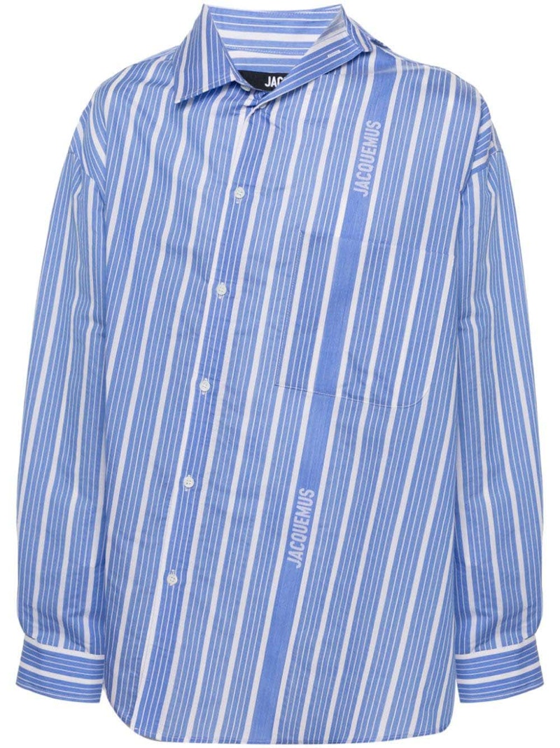 Jacquemus Logo-Striped Shirt Blue/White