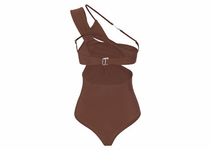 Jacquemus x Nike Le Body Drapé Dress Brown