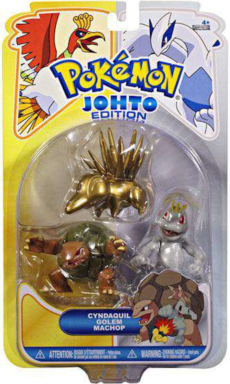 Jakks Pacific Pokemon Series 16 Gold Cyndaquil, Golem & Machop Figure (Set of 3)