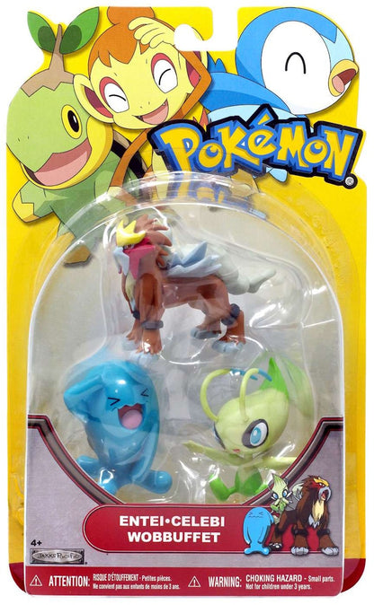 Jakks Pacific Pokemon Series 19 Entei, Celebi & Wobbuffet Figure (Set of 3)