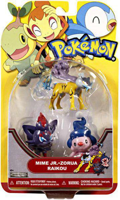 Jakks Pacific Pokemon Series 19 Mime Jr., Zorua & Raikou Figure (Set of 3)