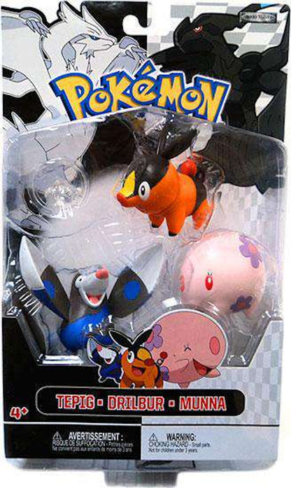 Jakks Pacific Pokemon Series 2 Basic Drilbur, Tepig & Munna Figure (Set of 3)