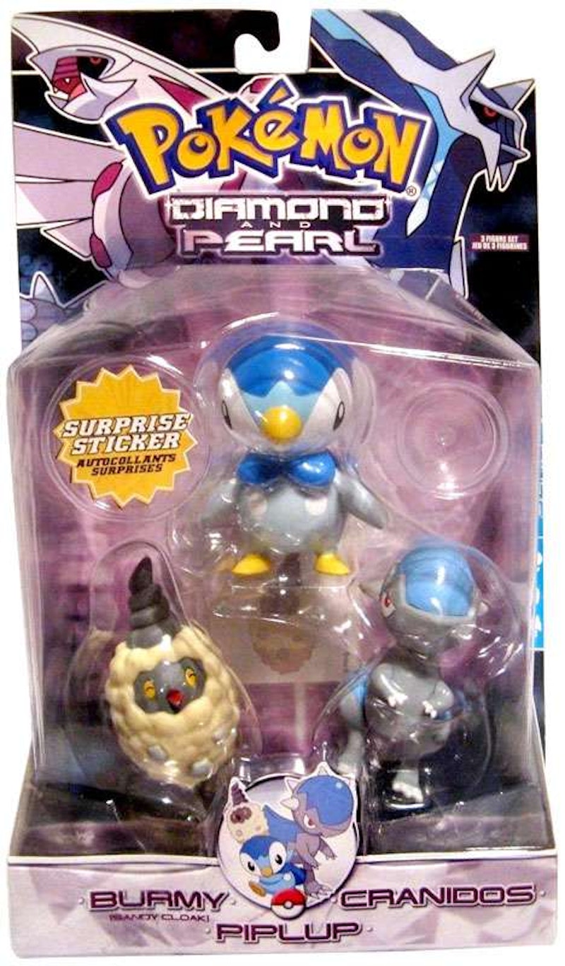 Jakks Pacific Pokemon Series 4 Burmy [Sandy Cloak], Cranidos & Piplup Figure (Set of 3)