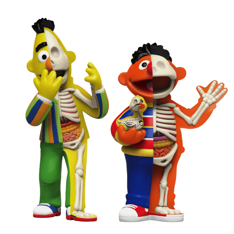 Jason Freeny XXRAY Plus: 9" Bert & 8.5" Ernie Figure
