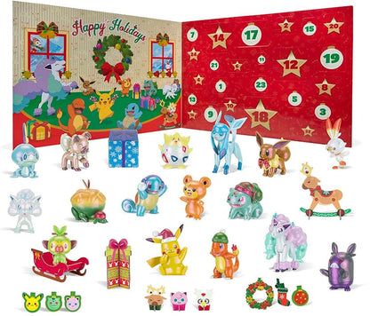 Jazwares Pokemon 2021 Holiday Advent Calendar 16 Mini Figures, Lights & Sounds, Pop-Up 'N' Play Display, Deluxe Battle Figure Set