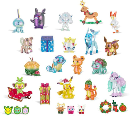 Jazwares Pokemon 2021 Holiday Advent Calendar 16 Mini Figures, Lights & Sounds, Pop-Up 'N' Play Display, Deluxe Battle Figure Set
