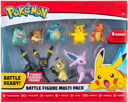 Jazwares Pokemon Battle Figure Charmander, Bulbasaur, Squirtle, Pikachu, Eevee, Mimikyu, Umbreon & Espeon Figure (Set of 8)