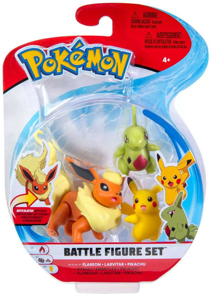 Jazwares Pokemon Battle Figure Flareon, Larvitar & Pikachu Mini Figure (Set of 3)