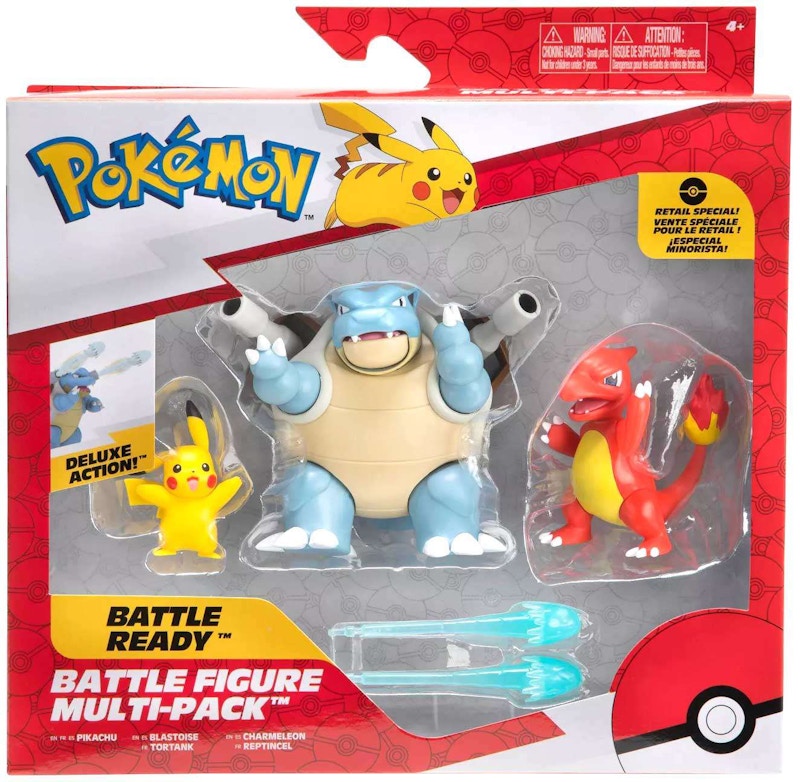 Jazwares Pokemon Battle Figure Pikachu, Blastoise & Charmeleon Mini Figure (Set of 3)
