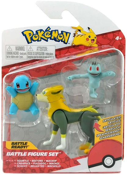 Jazwares Pokemon Battle Figure Squirtle, Boltund & Machop Mini Figure (Set of 3)