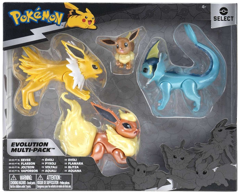 Jazwares Pokemon Select Eevee, Flareon, Jolteon & Vaporeon Target Exclusive Evolution Figure (Set of 4)