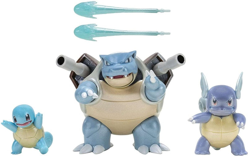 Jazwares Pokemon Select Squirtle, Wartortle & Blastoise Evolution Figure (Set of 3)