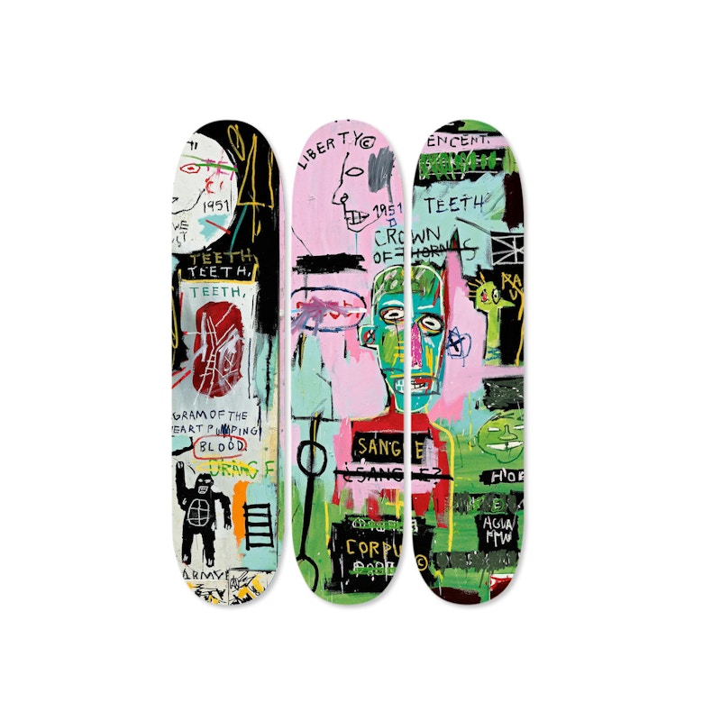 Jean-Michel Basquiat In Italian Triptych Skateboard Deck Set Multi