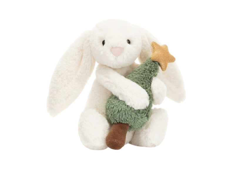 Jellycat Bashful Bunny with Christmas Tree Plush