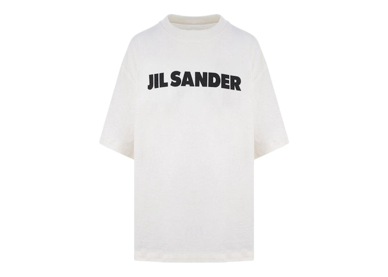 Jil Sander Boxy Fit Logo Print Cotton T-Shirt Ivory/Black