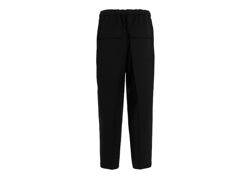 Jil Sander Elastic Drawstring Waist Gabardine Trousers Black