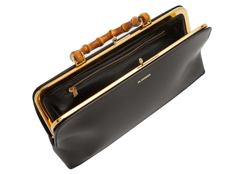 Jil Sander Goji Small Bamboo Top Handle Bag Black