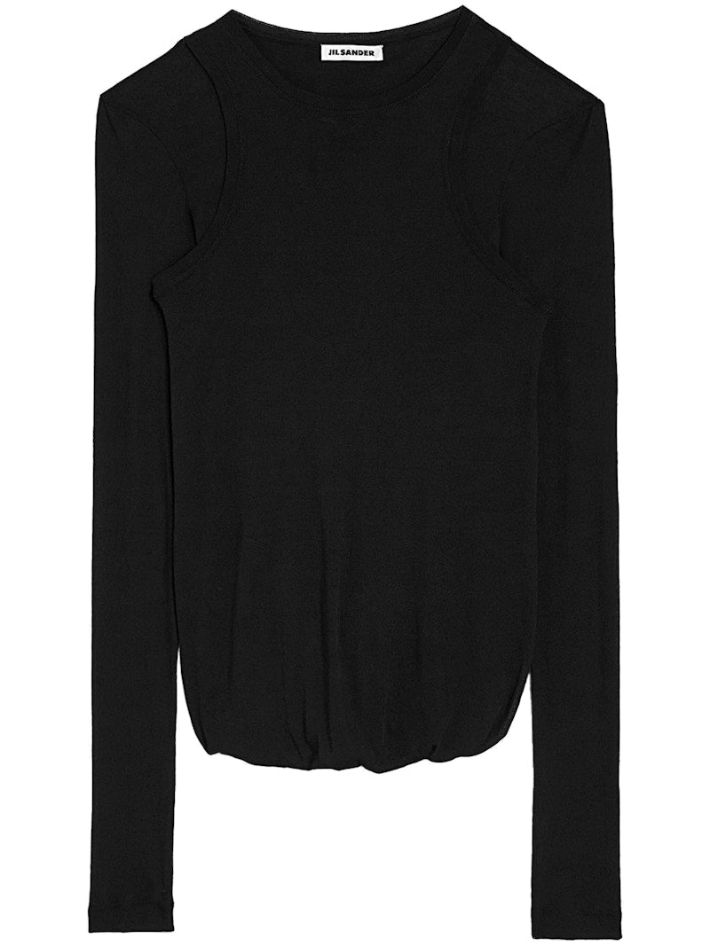 Jil Sander Light Crepe Cotton Skirt Black