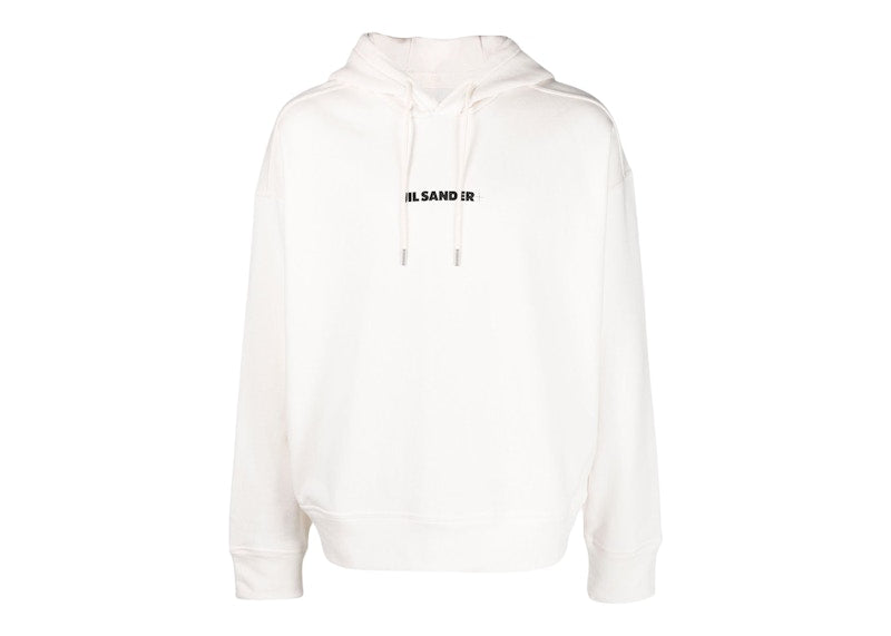 Jil Sander Logo Print Cotton Hoodie Natural/Black