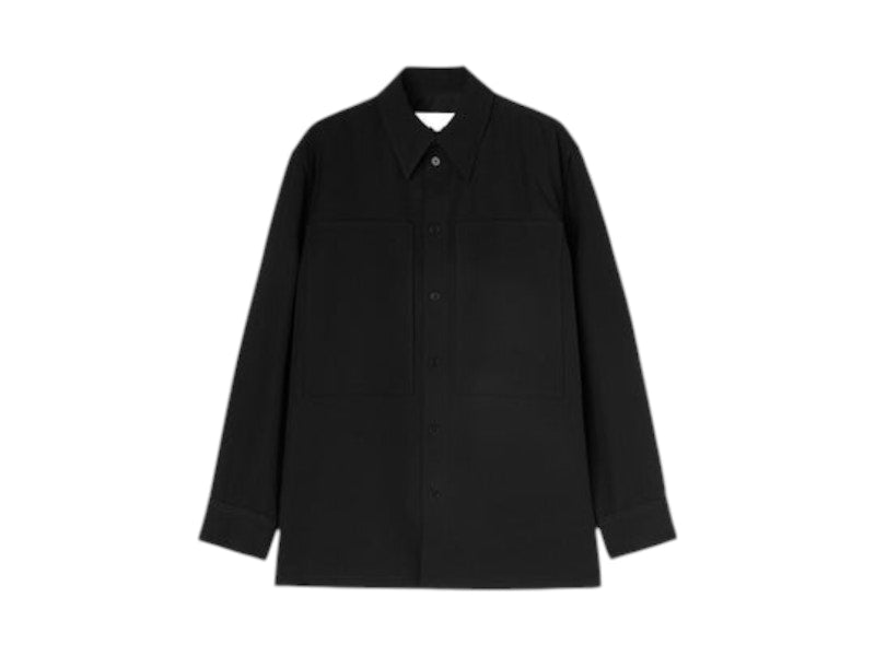 Jil Sander Long Sleeved Wool Gabardine Shirt Black