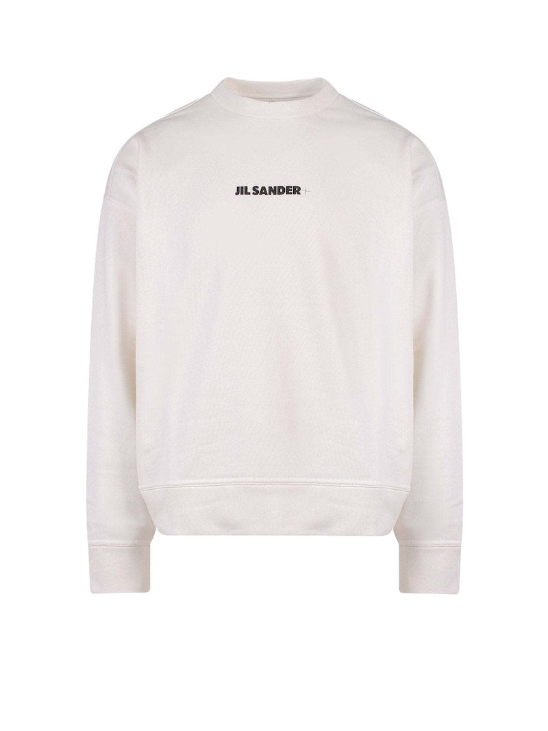 Jil Sander Man Cotton Frontal Logo Sweatshirt White