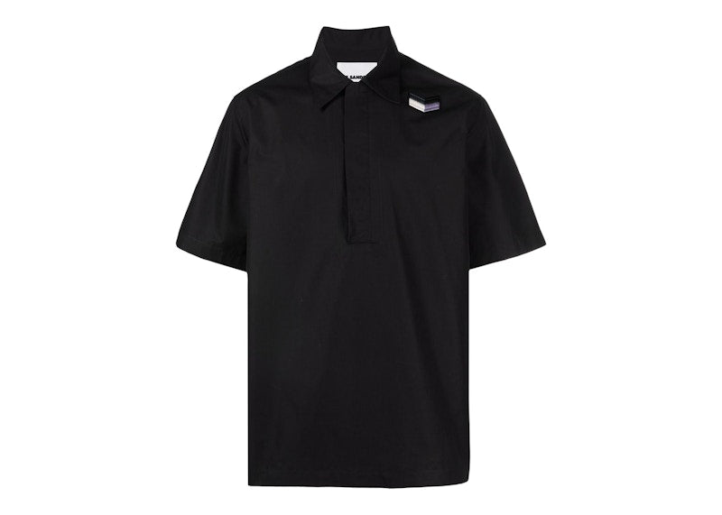 Jil Sander Patch Detail Cotton Shirt Black