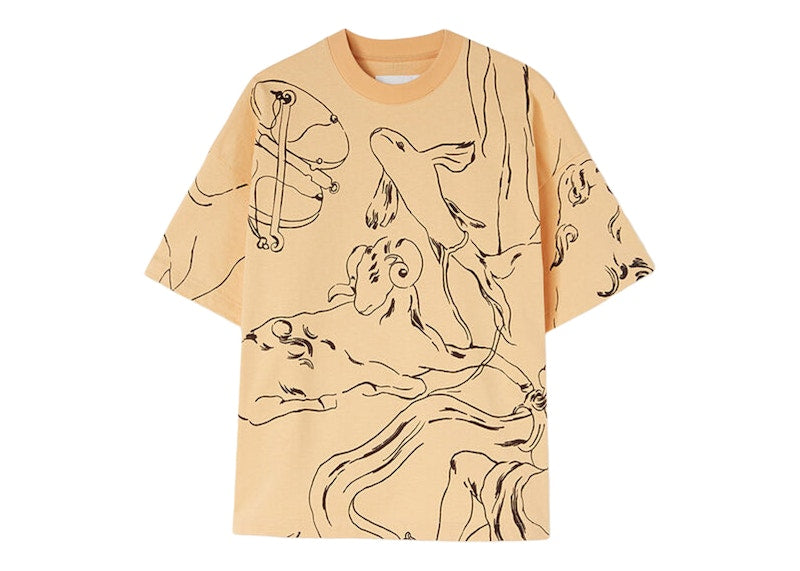 Jil Sander Ribbed Cotton T-Shirt Orange/Black