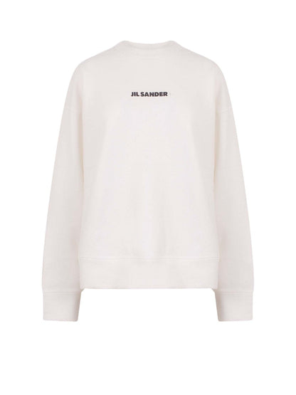 Jil Sander Woman Cotton Logo Print Sweatshirt Beige