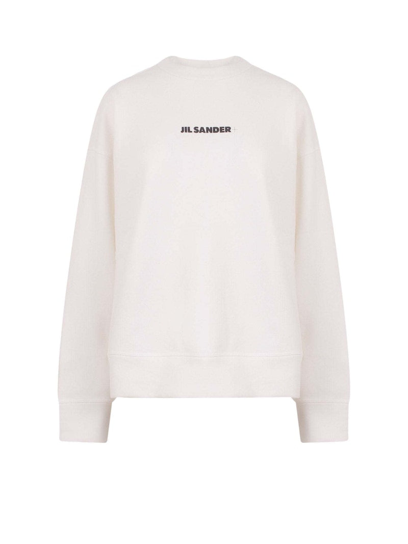 Jil Sander Woman Cotton Logo Print Sweatshirt Beige