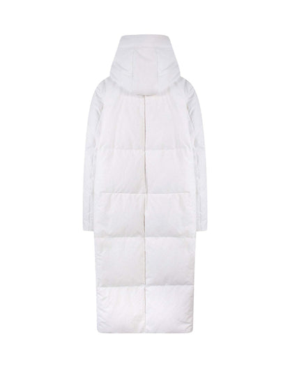 Jil Sander Woman Padded Hooded Long Jacket Beige