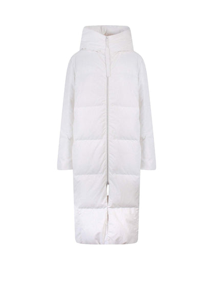 Jil Sander Woman Padded Hooded Long Jacket Beige