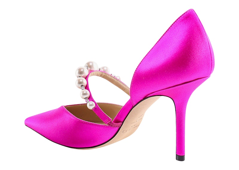 Jimmy Choo Aurelie 85mm Pearl Pump Fuchsia Satin