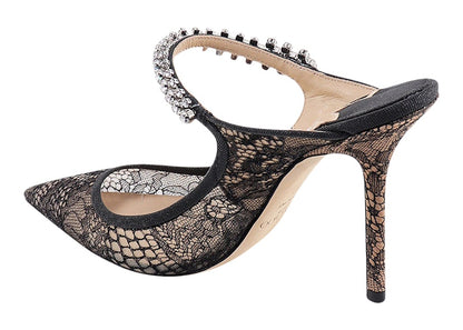 Jimmy Choo Bing 100mm Heeled Mule Black Lace