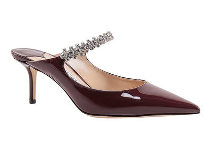 Jimmy Choo Bing 65mm Heeled Mule Burgundy Patent Leather
