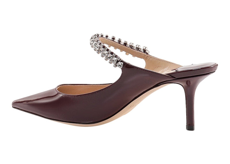 Jimmy Choo Bing 65mm Heeled Mule Burgundy Patent Leather