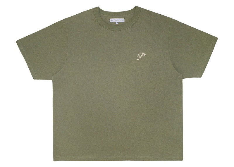 Joe Freshgoods J Flower Embroidered Logo T-shirt Light Olive Green