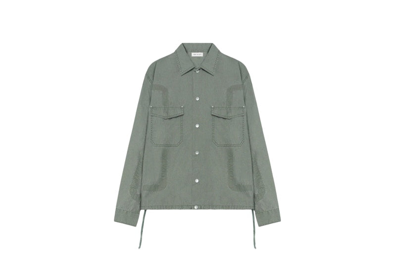 John Elliott Cotton Poplin Snap Overshirt Olive