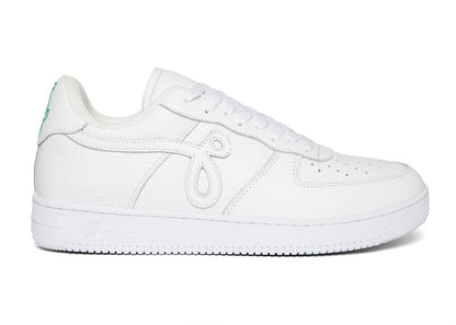 John Geiger GF-01 White Pebbled Leather Green Embroidery