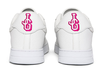 John Geiger GF-01 White Pebbled Leather Pink Embroidery
