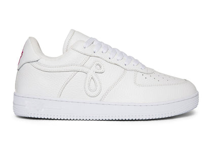 John Geiger GF-01 White Pebbled Leather Pink Embroidery