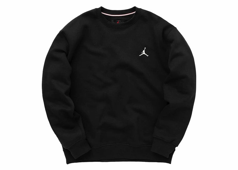 Jordan Essentials Fleece Crew Neck Pullover Sweatshirt Black/White
