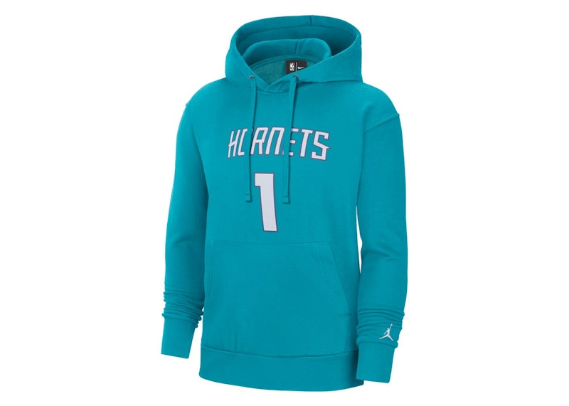 Jordan NBA Charlotte Hornets Lamelo Ball Fleece Pullover Hoodie Light Blue