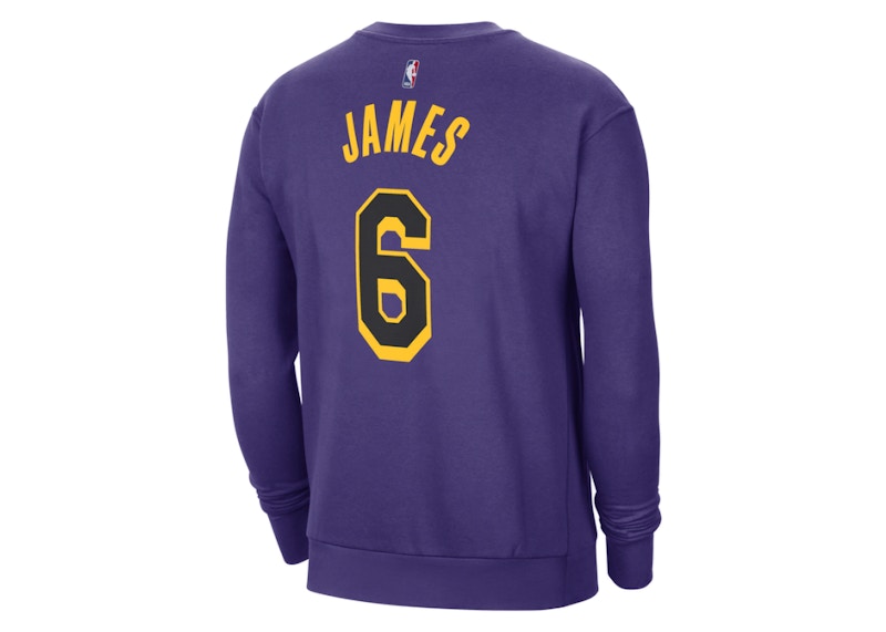 Jordan NBA Los Angeles Lakers LeBron James Fleece Loose Fit Sweatshirt Purple/Yellow/Black